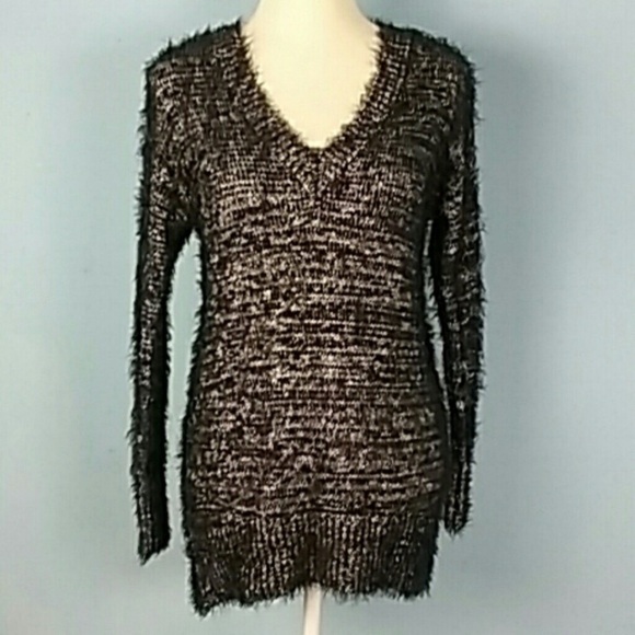 Rock & Republic Black/Silver Eyelash Sweater Sz S - Picture 1 of 7